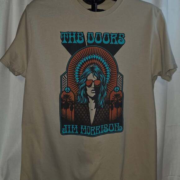 The Doors Official Merchandise Tops - The Doors Jim Morrison Hippie T-shirt Beige Still 2xl